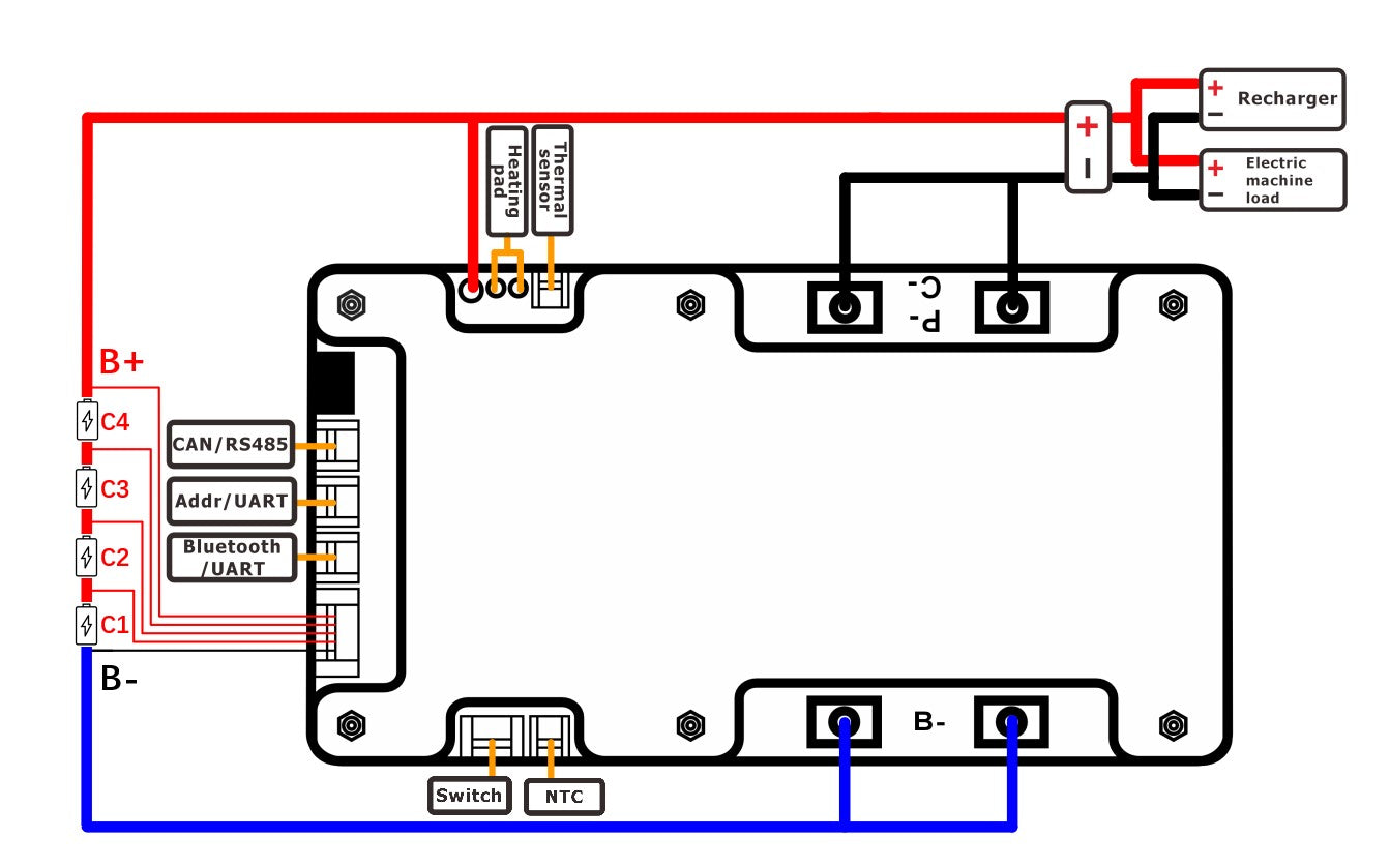 WOXUN SMART BMS with NTC Li-ion  LFP 3S 4S 12V K SERIES 40A 60A 80A 100A 120A