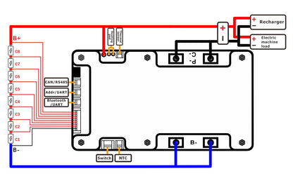 WOXUN SMART BMS with NTC Li-ion LFP 6S 7S 8S 10S  24V 36V K SERIES 40A 60A 80A 100A 120A