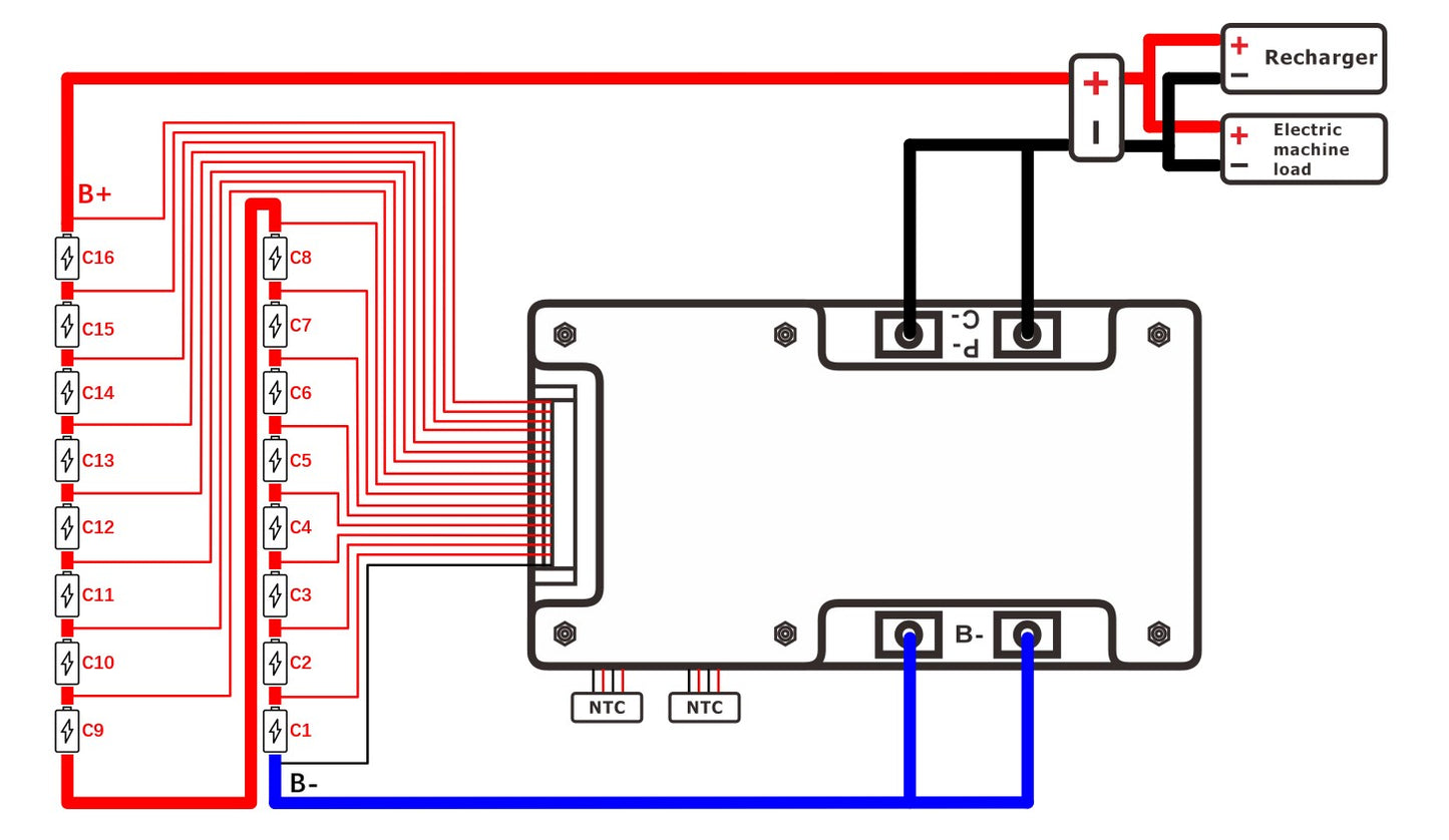 WOXUN HARDWARE BMS with NTC Li-ion LFP 12S 13S 14S 16S 36V 48V 60V K SERIES 40A 60A 80A 100A 120A