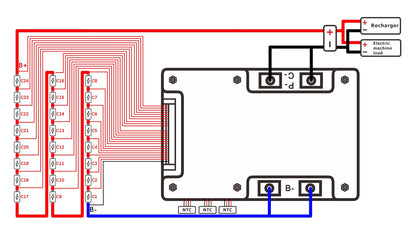 WOXUN HARDWARE BMS with NTC Li-ion LFP 17S 20S 24S 60V 72V M SERIES 150A 200A 300A 400A 500A